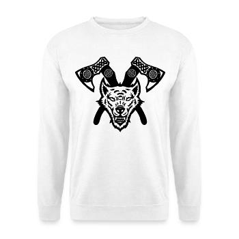 Black wolf and viking axes - Unisex Sweatshirt - white - Front