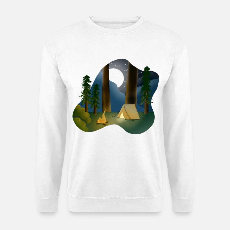 Mondnacht im Waldcamping - Unisex Pullover - Weiß