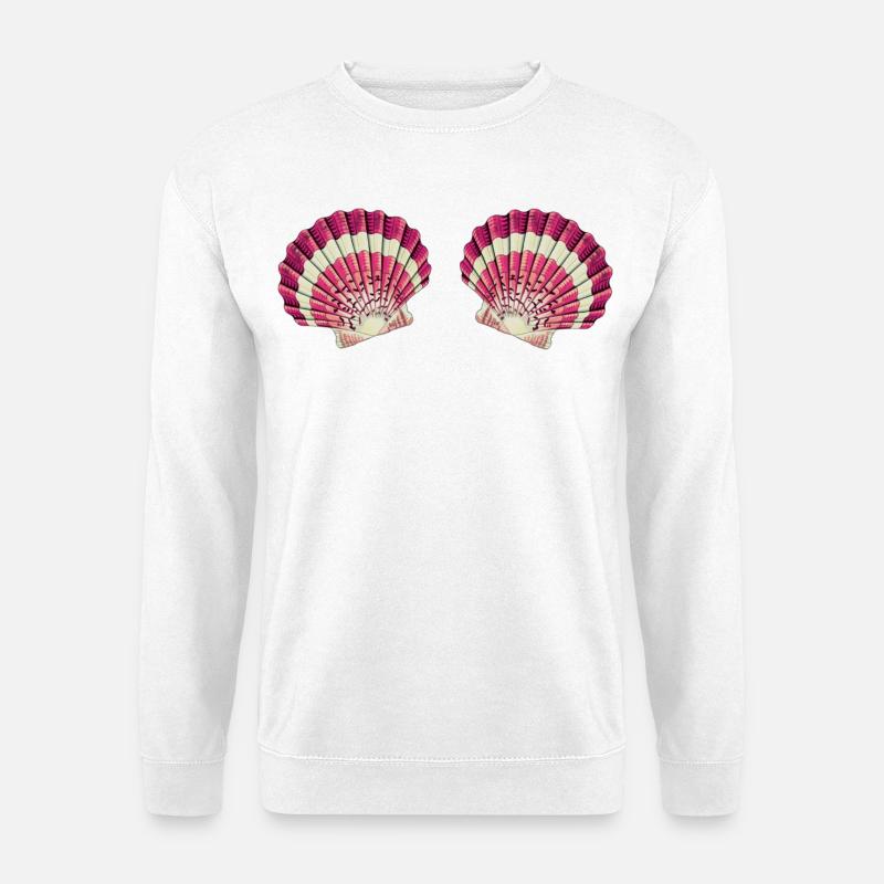Nixe Meerjungfrau Muschel BH - Unisex Pullover - Weiß