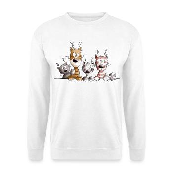 Chats rennes I Chat de Noël I Joyeux X-Mas - Sweat-shirt Unisexe - blanc - Devant