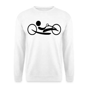 Vélo à main Lie. Vélo couché pour les personnes en fauteuil roulant # - Sweat-shirt Unisexe - blanc - Devant