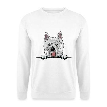 Westie Dog für Peeking Dog Lovers - Unisex Pullover - Weiß - Vorne