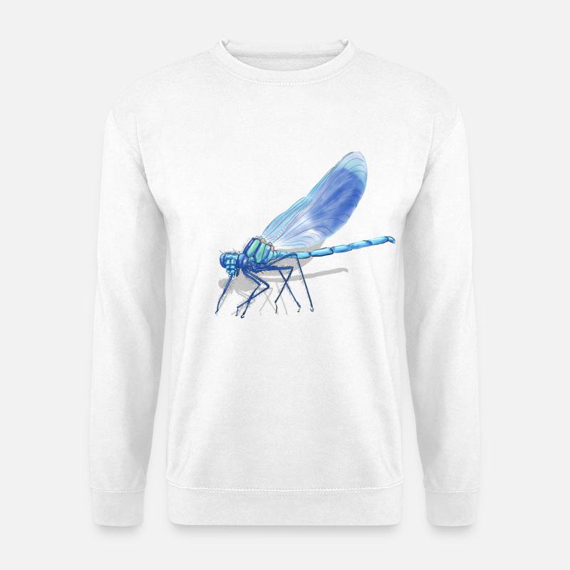 Blue Dragonfly Ember Print - Unisex Pullover - Weiß