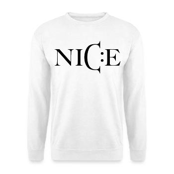 Nice – Minimal Smiley Greeting - Unisex Pullover - Weiß - Vorne