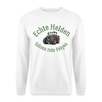 Echte Helden fahren rote Felgen! - Unisex Pullover - Weiß - Vorne