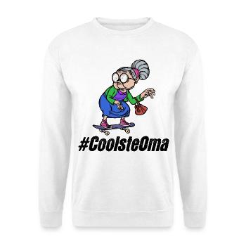 Alte Frau Cool Brille Statement Großmutter Oma - Unisex Pullover - Weiß - Vorne - Alina (178cm) & Michal (187cm)