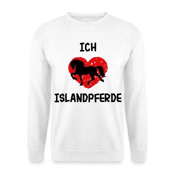 Ich Liebe Pferde Islandpferde Herz Statement - Unisex Pullover - Weiß - Vorne