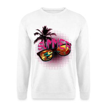 Sommer Sonne Sonnenbrille und Palmen - Unisex Pullover - Weiß - Vorne