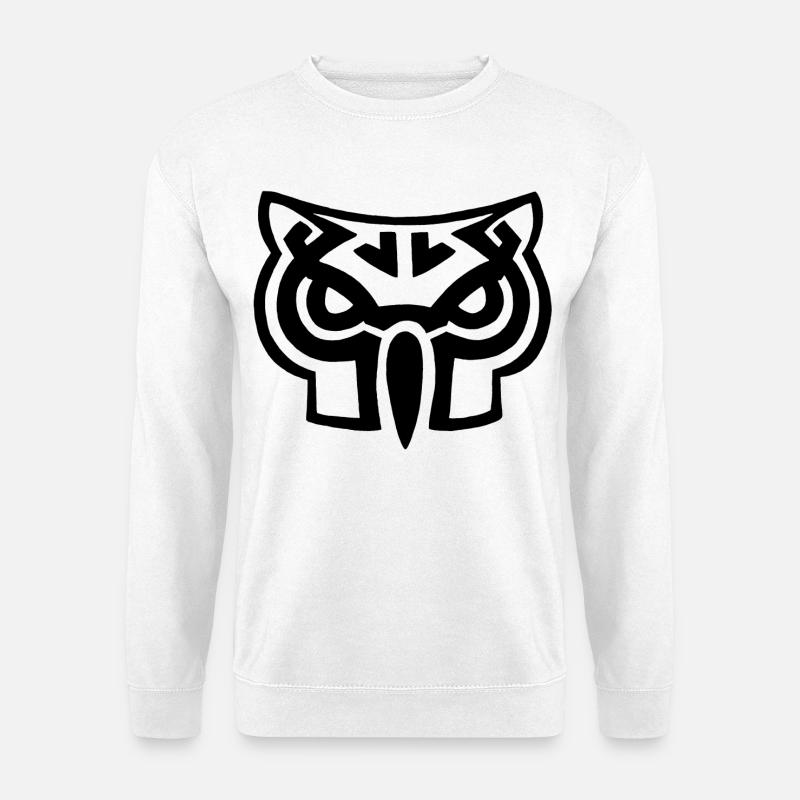 Schwarzer Eulenkopf - Unisex Pullover - Weiß