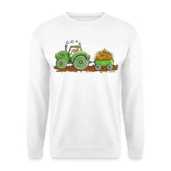 Pig drives tractor with trailer farm - Unisex Sweatshirt - white - Front