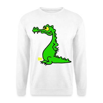 Smiling Crocodile, dreifarbiges Design - Unisex Pullover - Weiß - Vorne