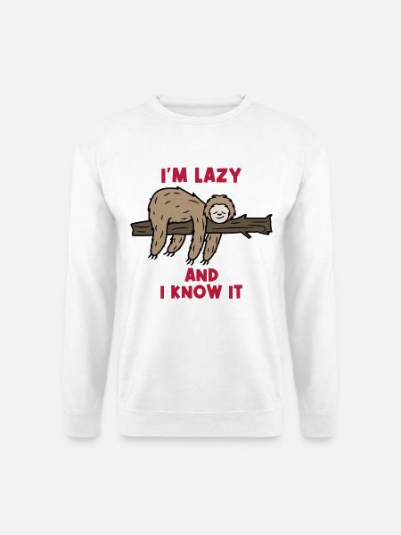 Humorvoll Statement Faul Faultier Urwald Säugetier - Unisex Pullover - Weiß