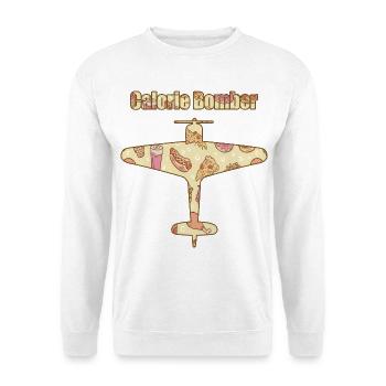 Fast Food Kalorien Bomber - Unisex Pullover - Weiß - Vorne - Alina (178cm) & Michal (187cm)