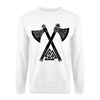 Haches et symbole viking noir - Sweat-shirt Unisexe - blanc - Devant