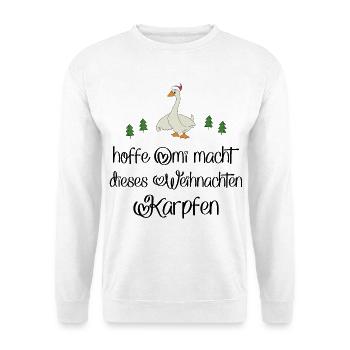 Lustige Geschenke zu Weihnachten - Unisex Pullover - Weiß - Vorne - Alina (178cm) & Michal (187cm)