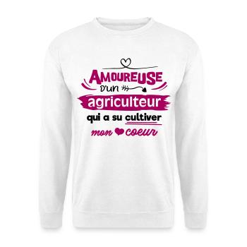 Amoureuse d'un agriculteur, humour cadeau - Sweat-shirt Unisexe - blanc - Devant