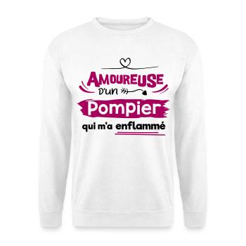Amoureuse d'un pompier, cadeau spécial pompier - Sweat-shirt Unisexe - blanc - Devant