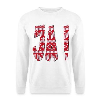 JA - Unisex Pullover - Weiß - Vorne - Alina (178cm) & Michal (187cm)