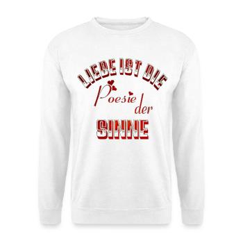 Liebe ist die Poesie der Sinne - Unisex Pullover - Weiß - Vorne - Alina (178cm) & Michal (187cm)