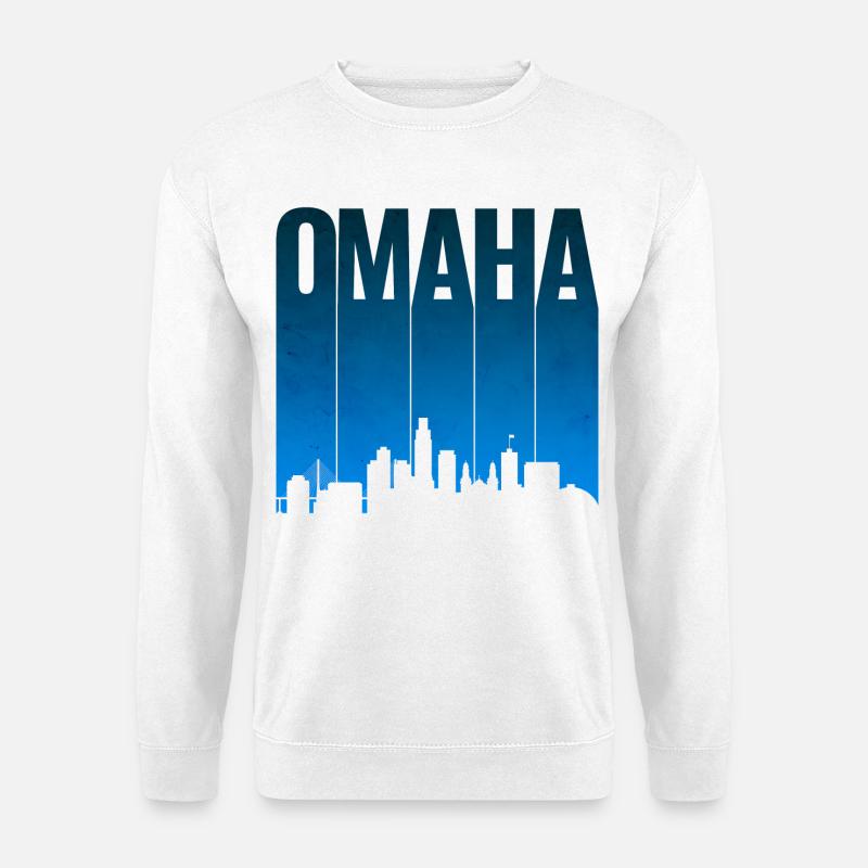 Omaha Skyline Blau Gradient - Unisex Pullover - Weiß