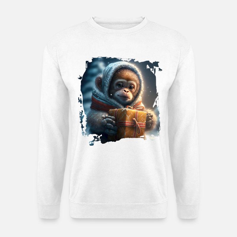 Winterlicher Orangutan Geschenk - Unisex Pullover - Weiß