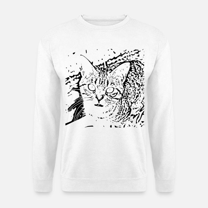Katze schwarz Kätzchen cute - Unisex Pullover - Weiß