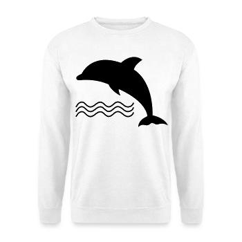 Delfin im Wasser als Vektor - Unisex Pullover - Weiß - Vorne