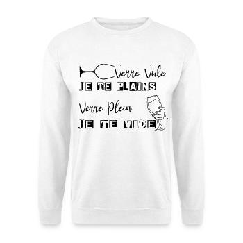 Vin et Verre en Lettre Unique - Sweat-shirt Unisexe - blanc - Devant