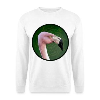 Pink flamingo in mandala green - Unisex Sweatshirt - white - Front
