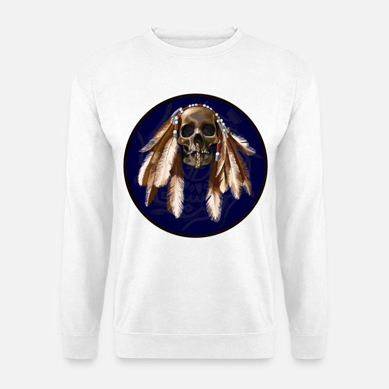scull with feathers around - Unisex Sweatshirt - white