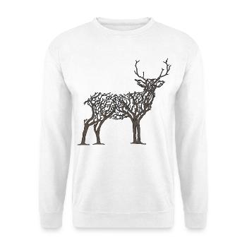 Hirsche in Ästen - Unisex Pullover - Weiß - Vorne