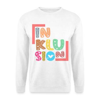INKLUSION Gleichberechtigung - Unisex Pullover - Weiß - Vorne - Alina (178cm) & Michal (187cm)