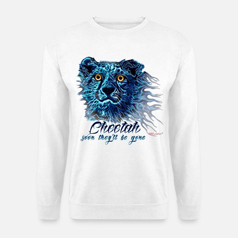 Neongepard Blaulichtflammen - Unisex Pullover - Weiß