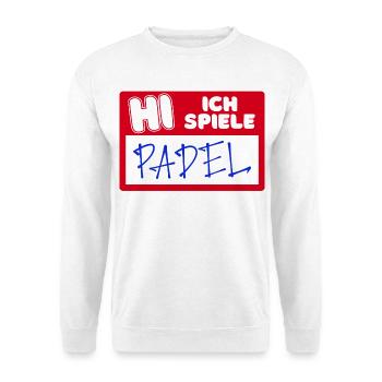 Rückschlag Statement Spieler Padel Padelspiel - Unisex Pullover - Weiß - Vorne - Alina (178cm) & Michal (187cm)