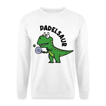 Padel Schläger Spieler Ball Dinosaurier Spruch - Unisex Pullover - Weiß - Vorne
