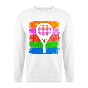 Schläger Sportart Padelspiel Tennis Aufschlag - Unisex Pullover - Weiß - Vorne - Alina (178cm) & Michal (187cm)