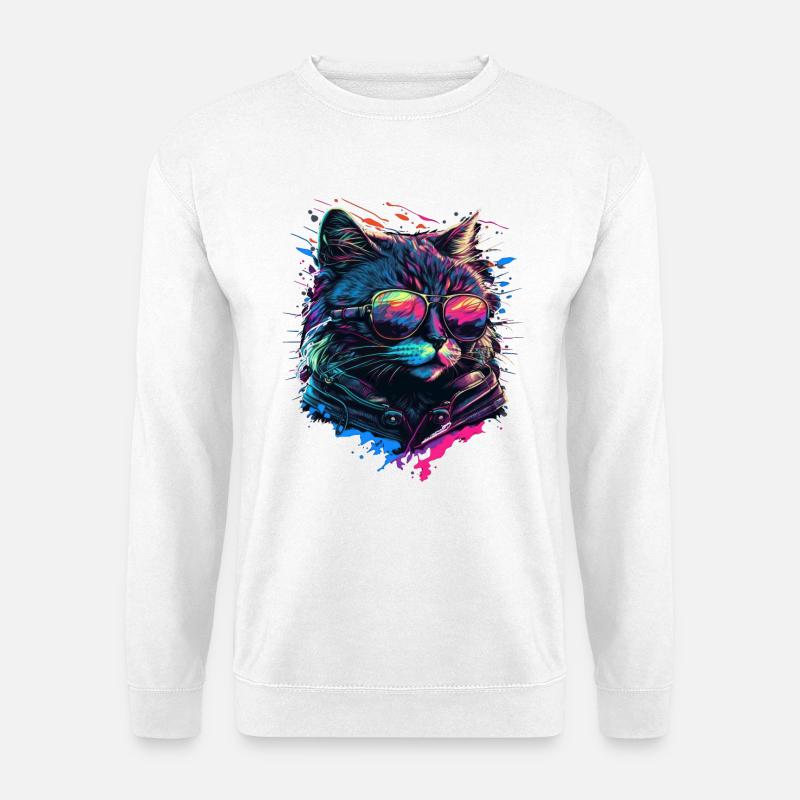 Coole Katze - Unisex Pullover - Weiß