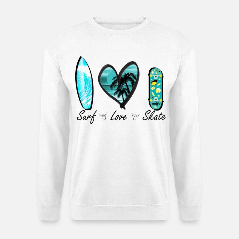 surfen lieben skaten welle herz - Unisex Pullover - Weiß