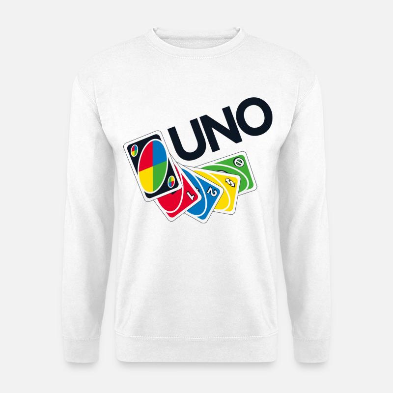 UNO™ Schwarzes Logo Mit Ausgebreiteten Karten - Unisex Pullover - Weiß