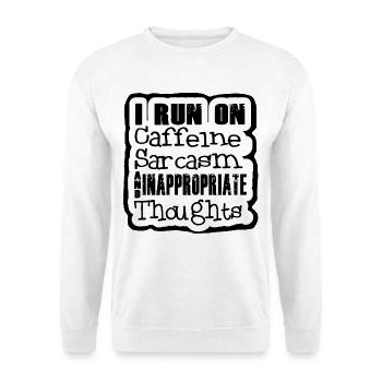 Ich ernähre mich von Koffein und Sarkasmus. Humor - Unisex Pullover - Weiß - Vorne