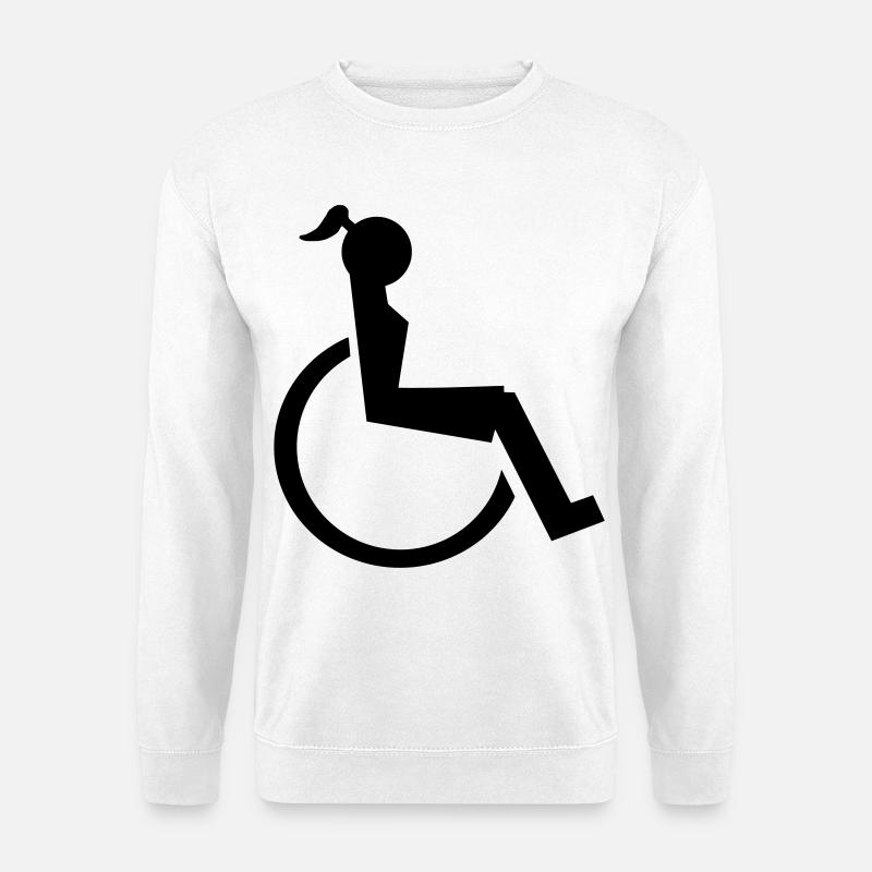 Logo der Dame oder des Mädchens im Rollstuhl. Bild* - Unisex Pullover - Weiß