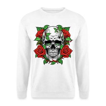 Skull and Roses Tattoo Crest - Unisex Sweatshirt - white - Front
