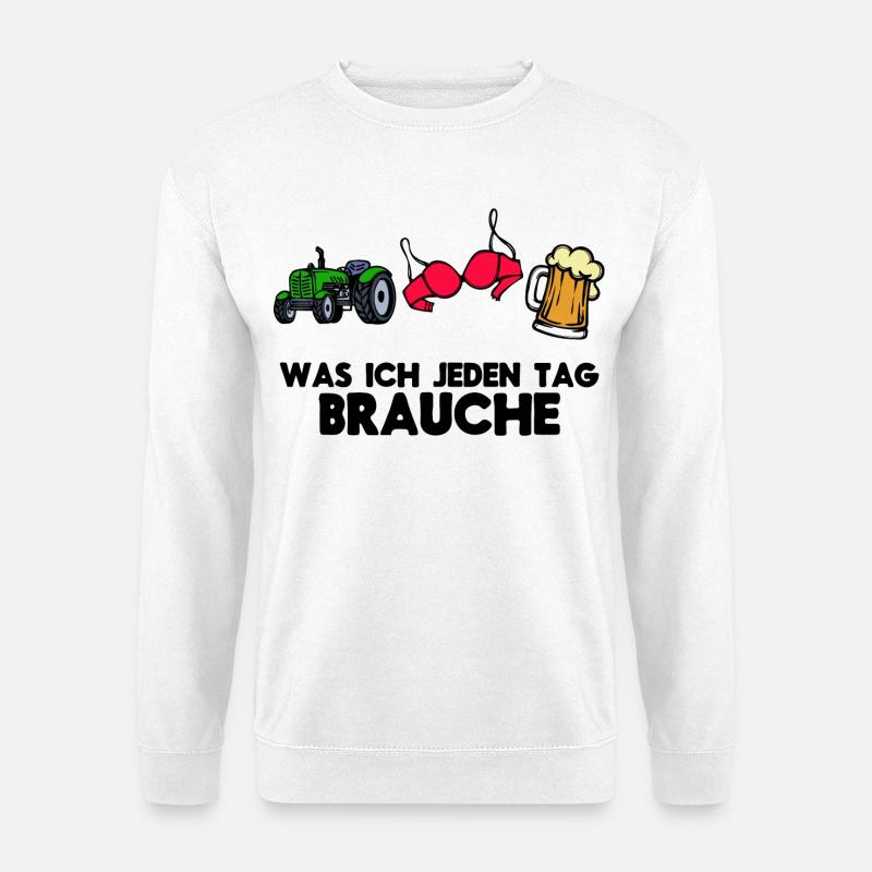 Traktor Landleben Kraftfahrzeug Statement Fahrzeug - Unisex Pullover - Weiß
