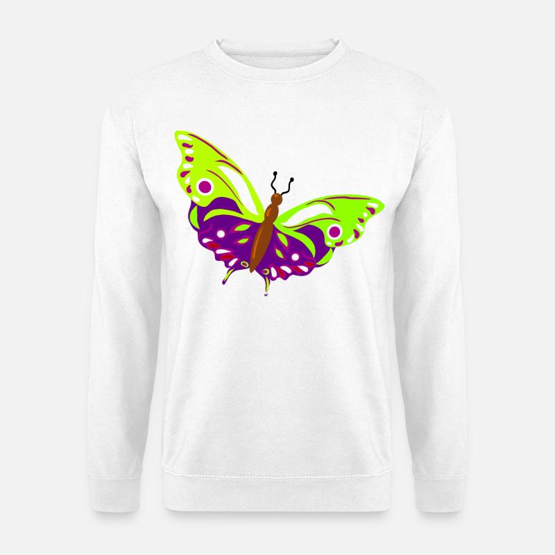 Mehrfarbige Schmetterlingsillustration - Unisex Pullover - Weiß