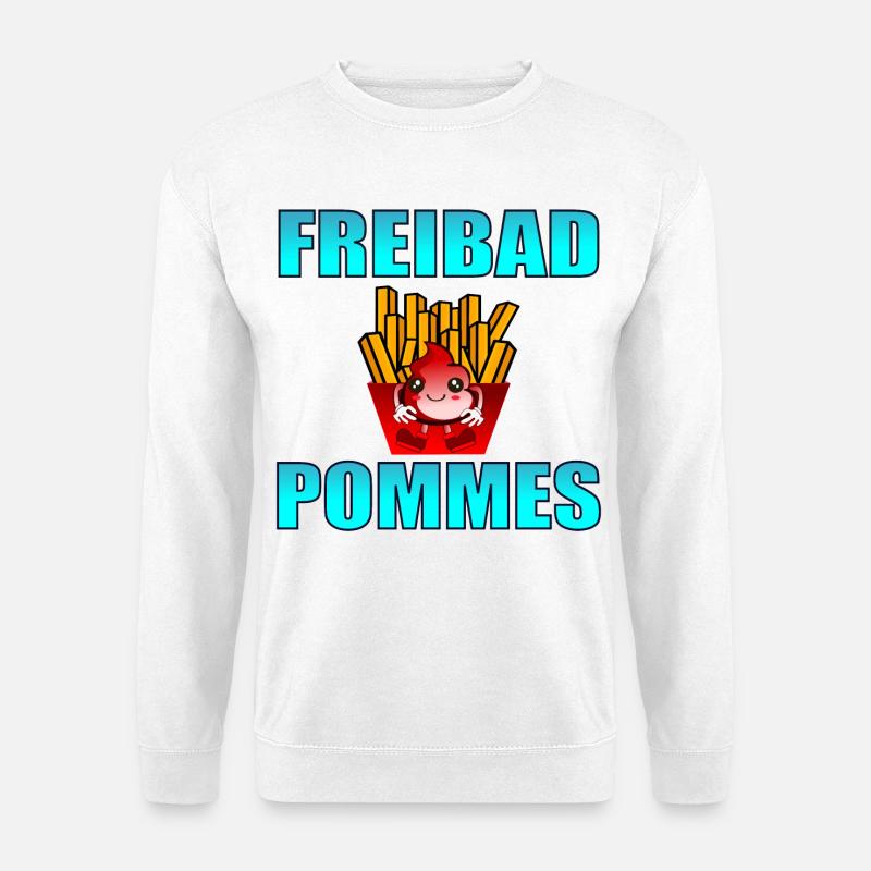 FREIBAD POMMES - SCHWIMMEN - Unisex Pullover - Weiß