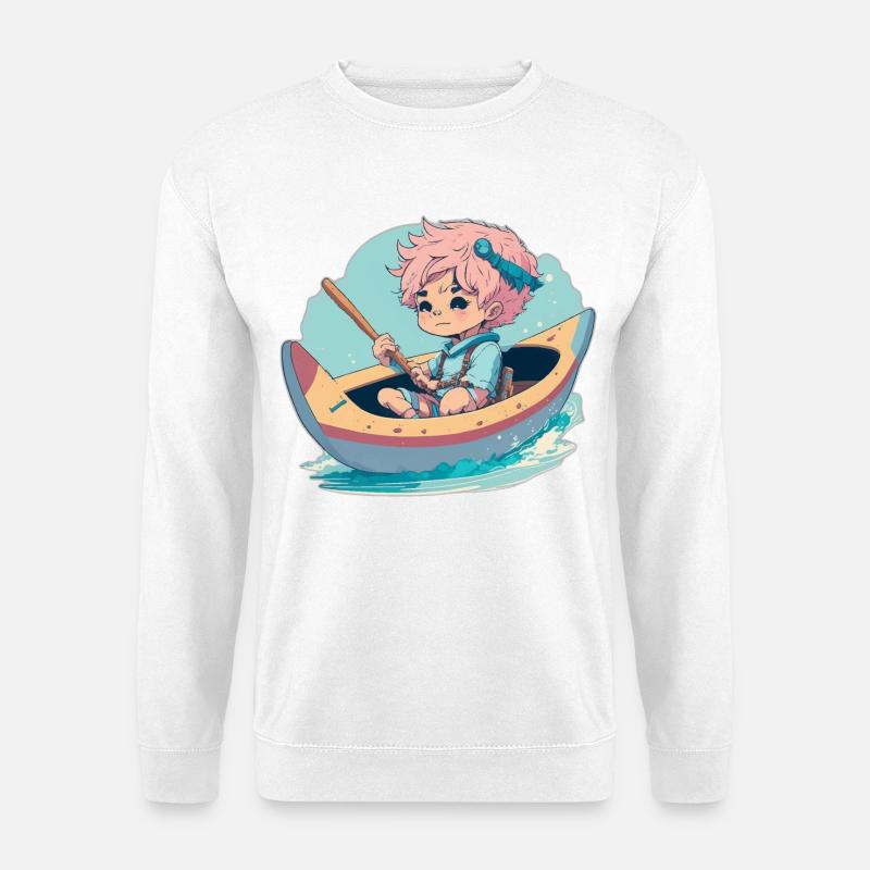 Junge im Kanu - Unisex Pullover - Weiß