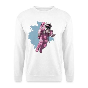 Rosa Raumanzug im Kosmos - Unisex Pullover - Weiß - Vorne