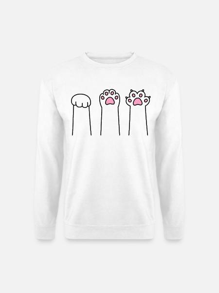 Stein Papier Schere Katze Pfote Spiel Katzenpfoten - Unisex Pullover - Weiß