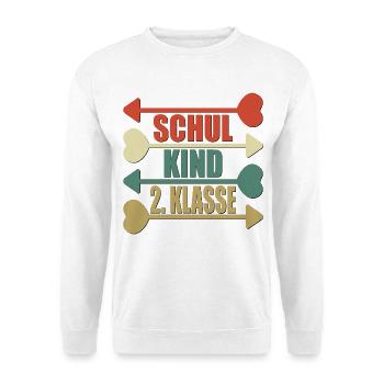 SCHULKIND 2. KLASSE - GRUNDSCHULE - Unisex Pullover - Weiß - Vorne - Alina (178cm) & Michal (187cm)