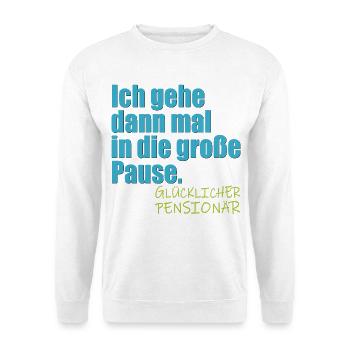 Abschiedsgeschenke Pensionär Lehrer RENTE - Unisex Pullover - Weiß - Vorne - Alina (178cm) & Michal (187cm)